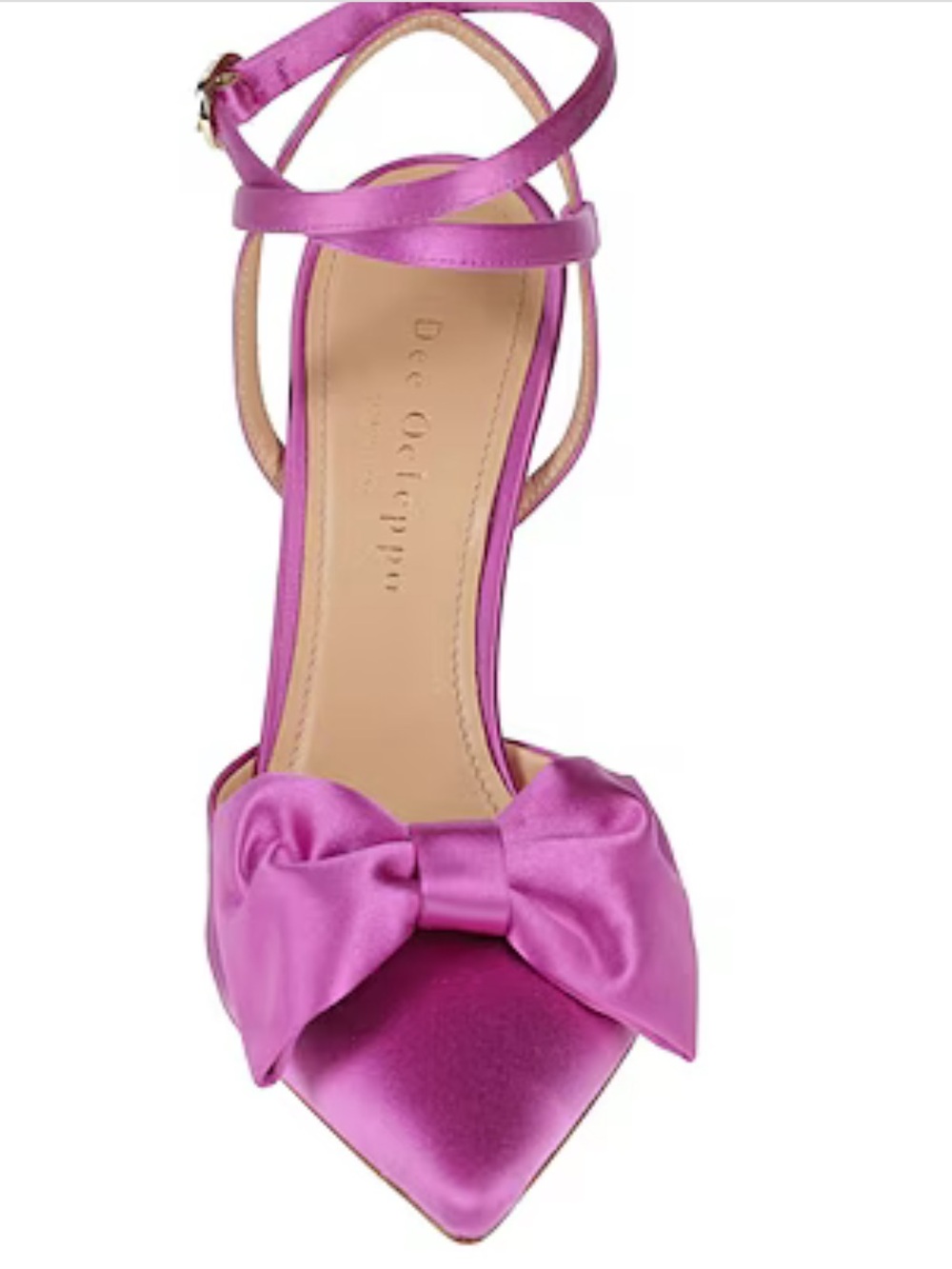 DEE OCLEPPO Satin Pointed-Toe Ankle-Strap Pump in Magenta - Picture 4 of 5